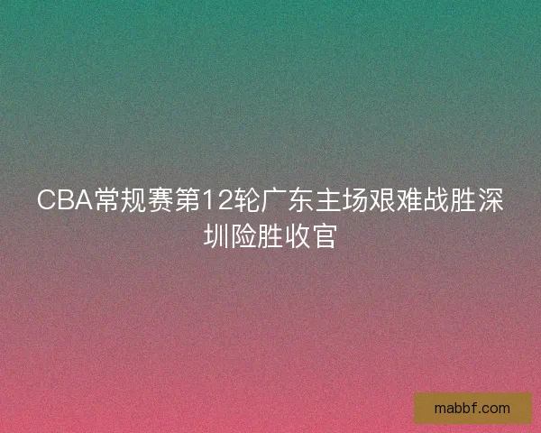 CBA常规赛第12轮广东主场艰难战胜深圳险胜收官
