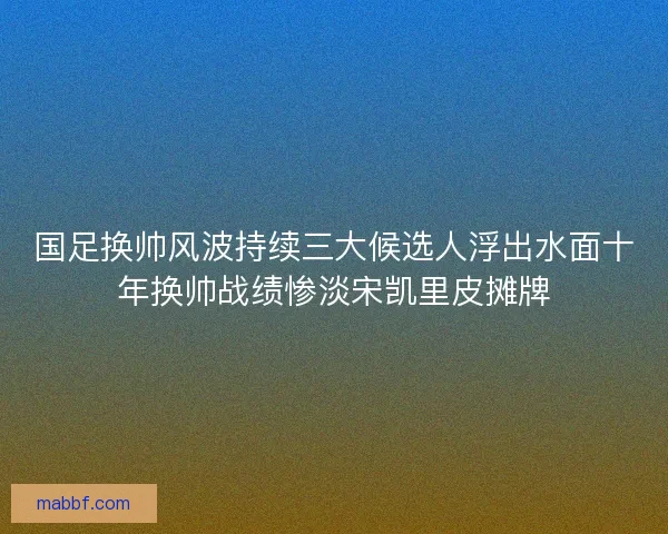 国足换帅风波持续三大候选人浮出水面十年换帅战绩惨淡宋凯里皮摊牌